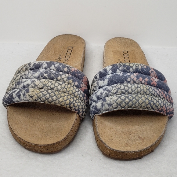 Coconuts By Matisse Multi Color Snake Print Leather Slides Sandels Sz 9 - Picture 2 of 12